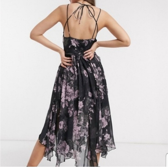 NWT ASOS black floral dress dark romantic Goth whimsical size 12 - Picture 4 of 8